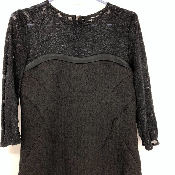 The Kooples Black illusion lace neck mini Dress 1/2 sleeves size LG - Picture 5 of 14